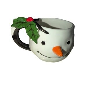 Sleigh Bell Bistro Snowman Face Shaped Mug 19oz Christmas Holiday Ceramic